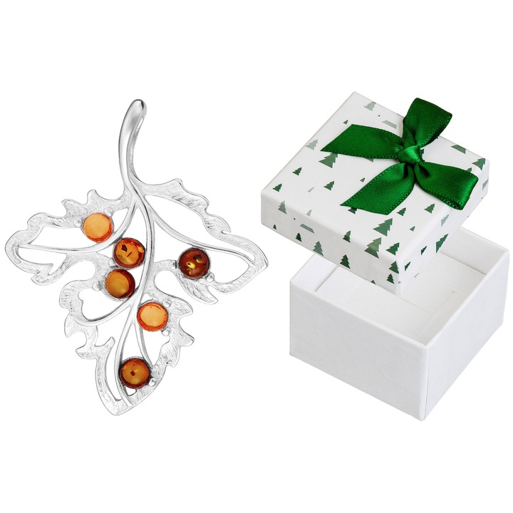 Pandantiv dama, Siju, set cu cutie de cadou, 32x27 mm, hipoalergenic, argint