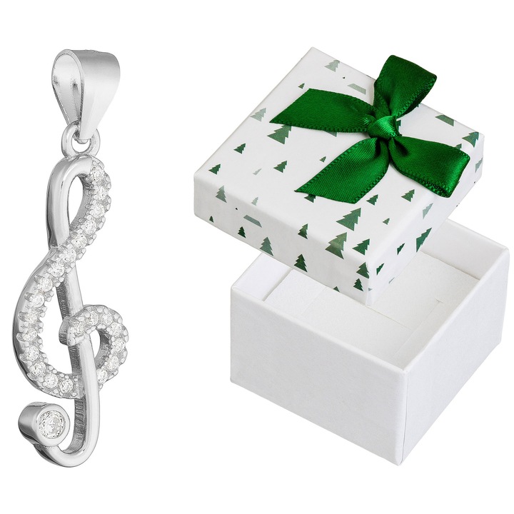 Pandantiv dama, Siju, argint, 28x8mm, set cu cutie de cadou