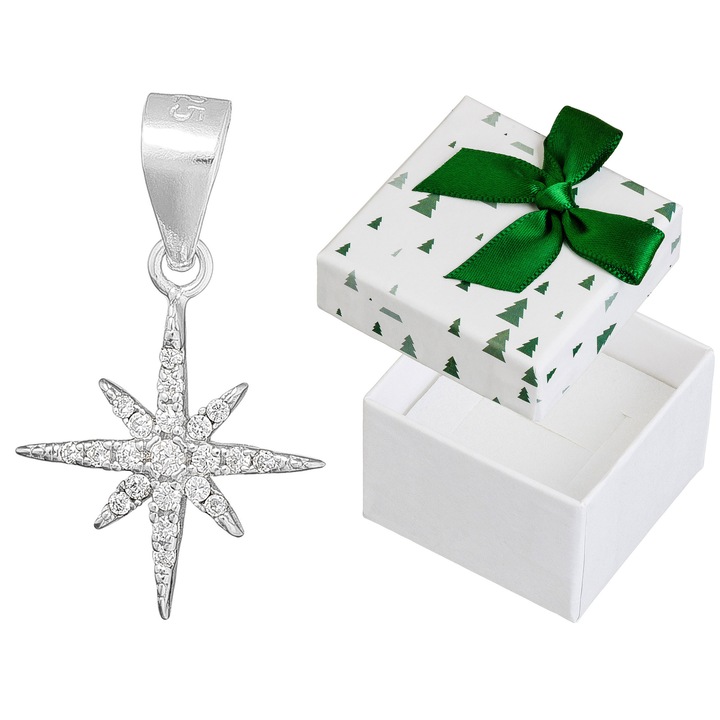 Pandantiv dama, argint, argintiu, Siju, set cu cutie cadou, 19x11mm