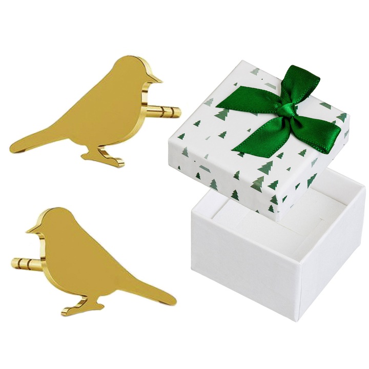 Cercei dama, Siju, argint, auriu, set cu cutie cadou, 7x10mm