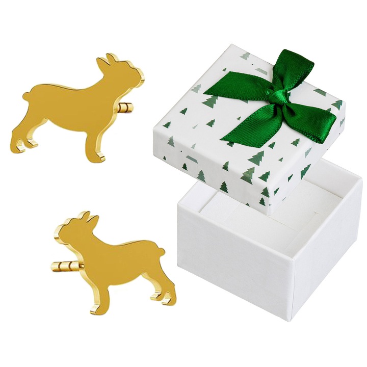 Cercei dama, Siju, argint, auriu, set cu cutie cadou, 7x8mm