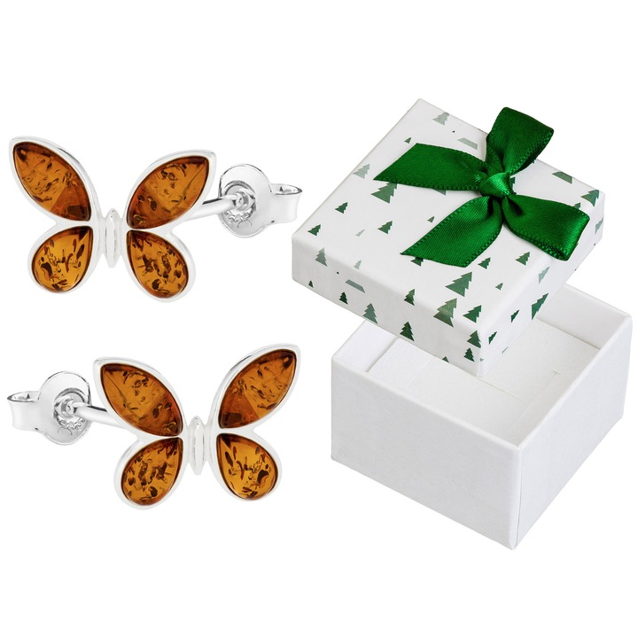 Cercei dama, Siju, argint, set cu cutie cadou, 13x17 mm