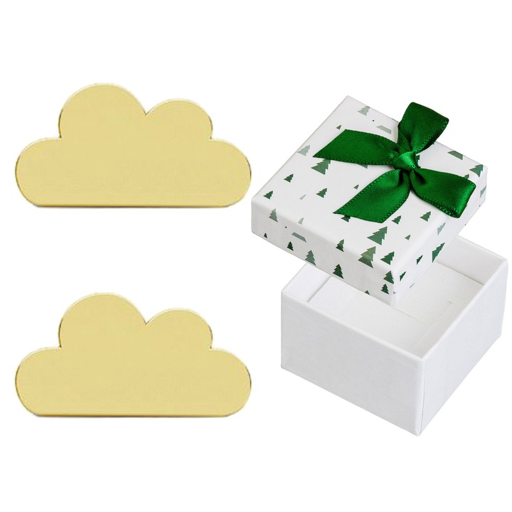 Cercei dama, Siju, argint, auriu, set cu cutie cadou, 4x8mm