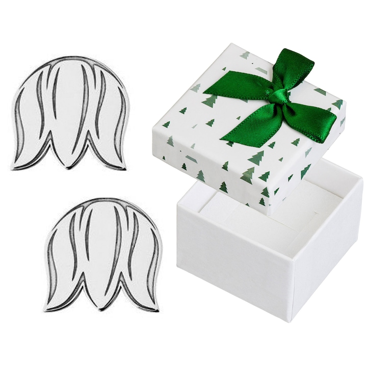 Cercei din argint Siju, flori de tulipan, argint, 9x9mm, set cu cutie cadou