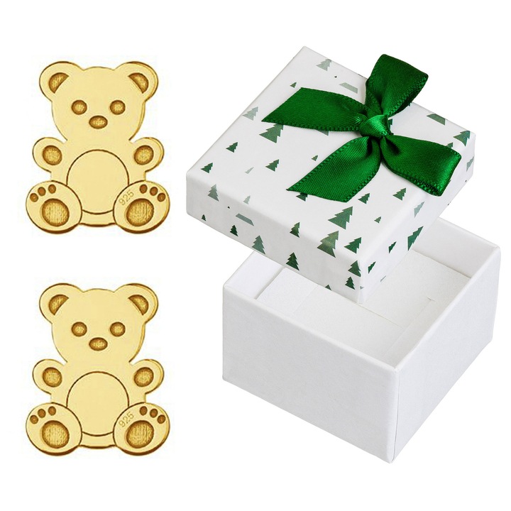 Cercei Siju, model misi, argint 925, pozlati, 8,5x7mm, set cu cutie cadou