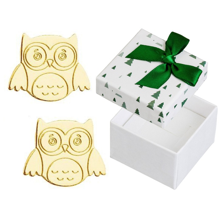 Cercei Siju argint, forma bufnite, 8x10mm, set cu cutie cadou