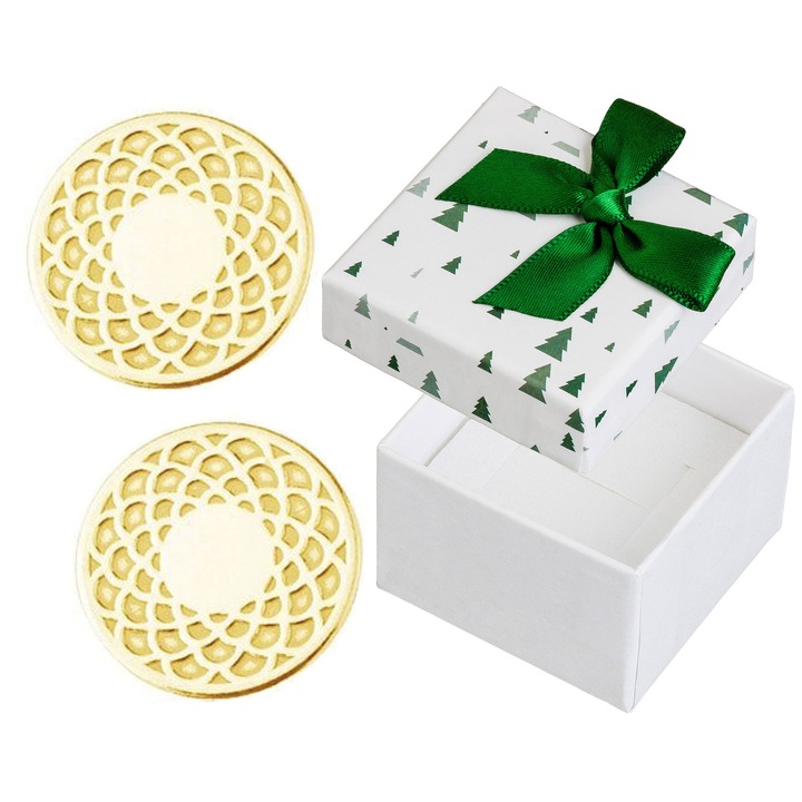 Cercei din argint 925 placati cu aur, Siju, set cu cutie de cadou, 8mm, hipoalergenici