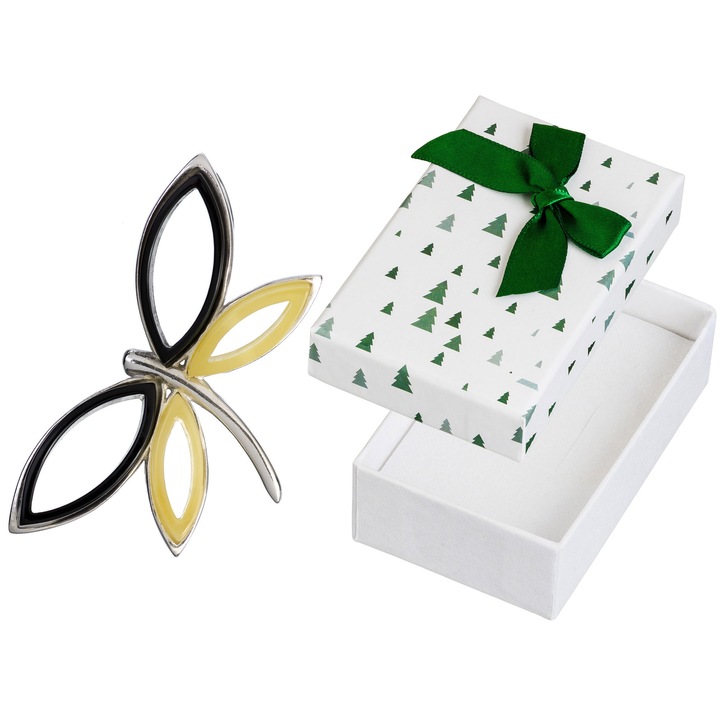 Pandantiv argintiu cu chihlimbar, Siju, 41x30mm, set cu cutie de cadou