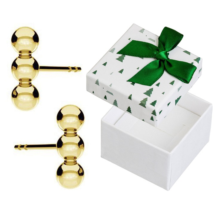 Cercei set Siju, argint 925, trei bile, 3,3x10mm