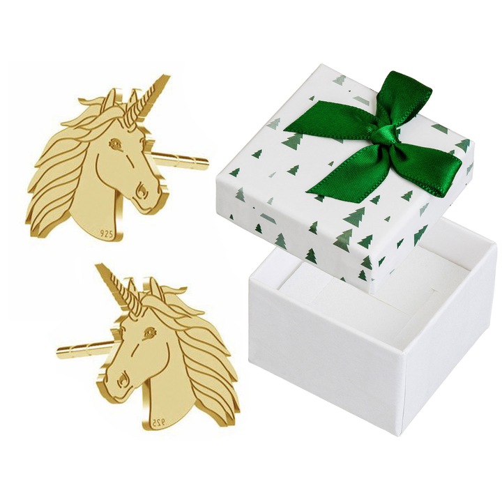 Cercei dama Siju, set cu unicorni, argint 925, 12x10mm