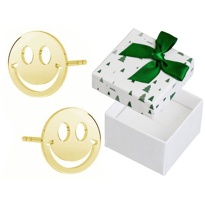 Cercei emoticon zambitor, Siju, 10mm, set cu cutie cadou