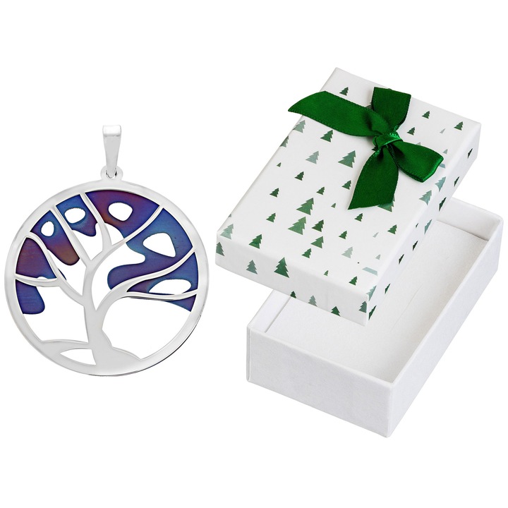Pandantiv din argint si titan in forma de copac, Siju, 45x35mm, fara piatra, set cu cutie de cadou
