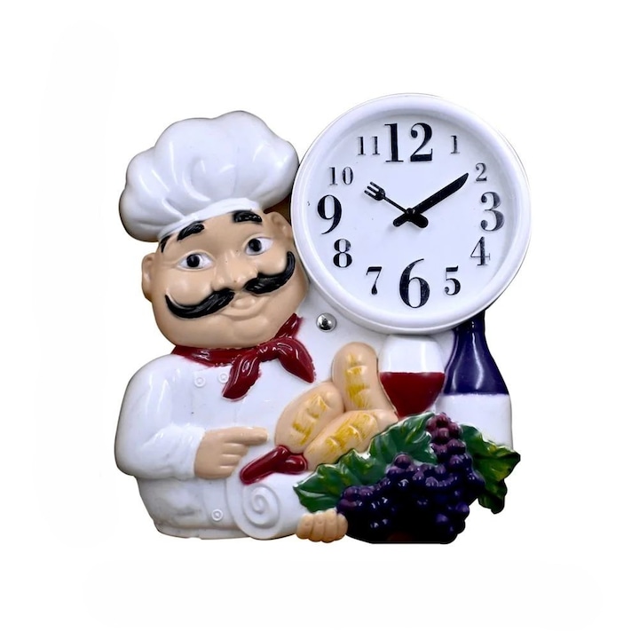 Ceas de perete silencios, tematic bucătar, decorativ, 30x30cm