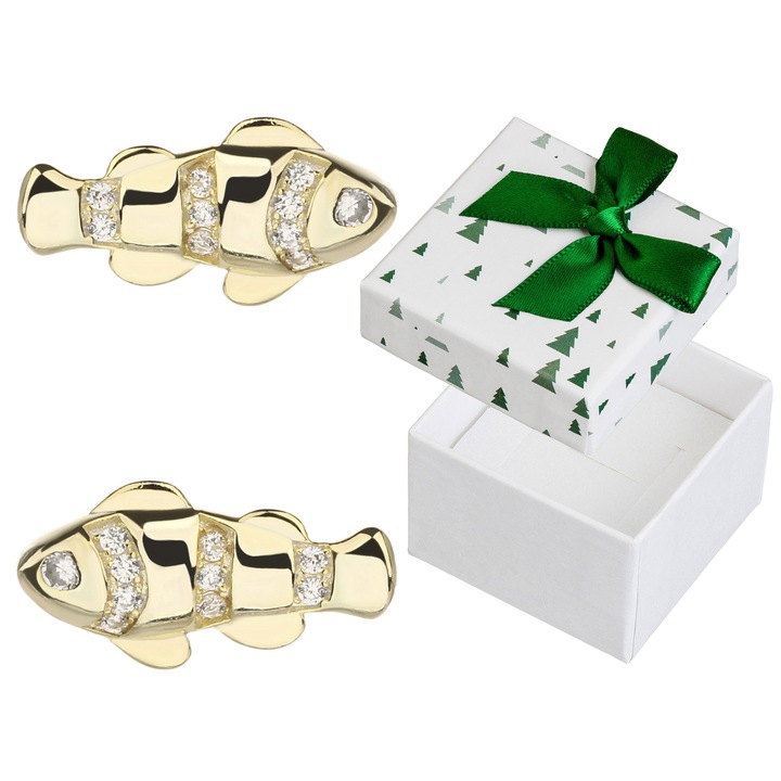 Cercei din argint 925, Siju, model P4K1560, pozlati cu aur, cu 20 de pietre, 6x12mm, set cu cutie de cadou