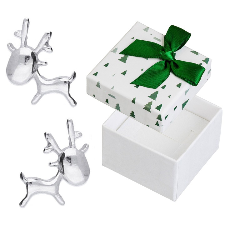 Cercei Siju reniferi din argint 925 rodiat, 8,5x7mm, set cu cutie cadou