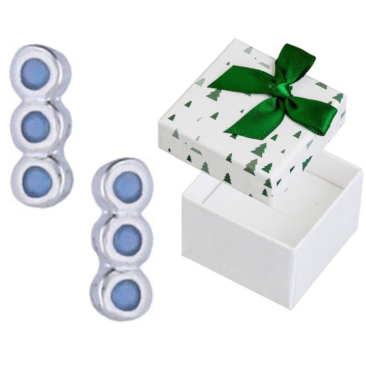 Cercei din argint cu turcoaz, Siju, set cu cutie cadou, 7mm x 2,5mm