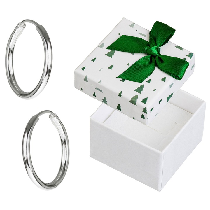 Cercei set Siju, cercuri 10mm, argint 925, hipoalergenici, ambalaj cadou