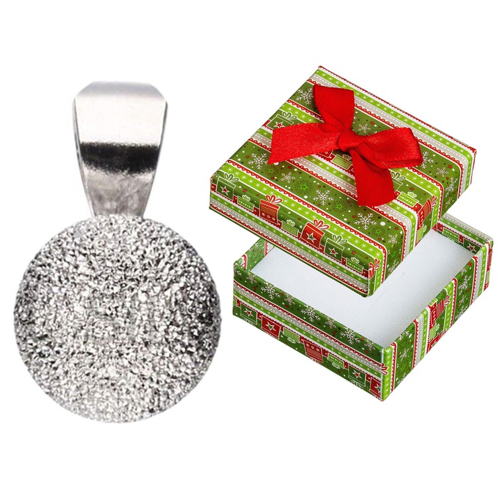 Pandantiv argintiu Siju, model P5Z1105, forma de bila, finisaj mat, 16x8mm, set cu cutie de cadou