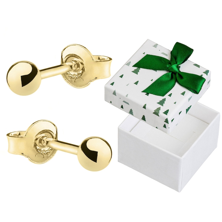 Cercei Siju, set cu 3mm bile, argint 925, placat cu aur, hipoalergenici, 11mm