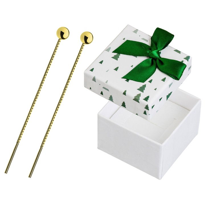 Cercei lungi, Siju, 5mm, argint 925 placat cu aur, set cu ambalaj cadou