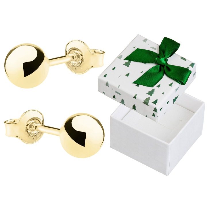 Cercei din argint 925, Siju, 5mm, cu suporturi clasice, set cu cutie cadou