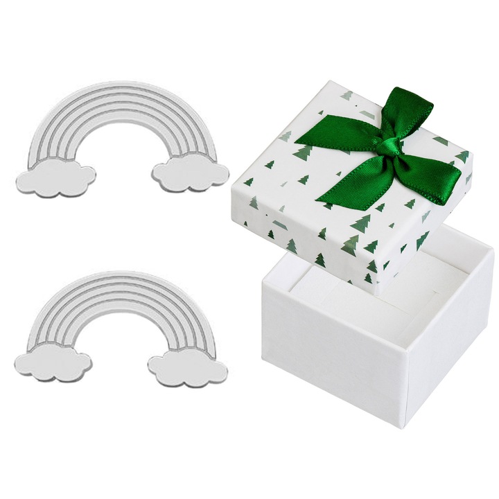 Cercei Siju, model P4K817, argint 925, forma de curcubeu, hipoalergenici, 5,5x10mm, set cu ambalaj cadou