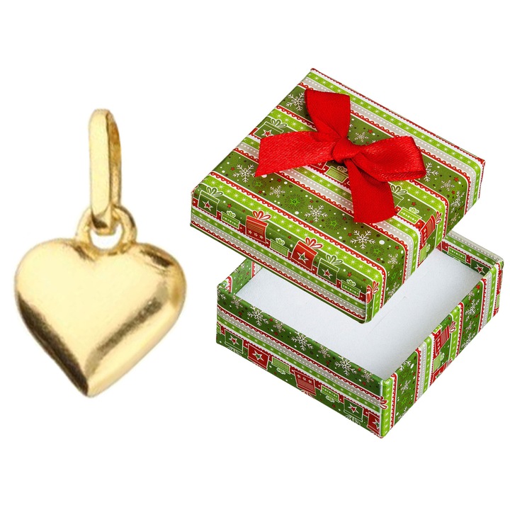 Pandantiv argintiu in forma de inima, Siju, 12x7mm, set cu cutie de cadou