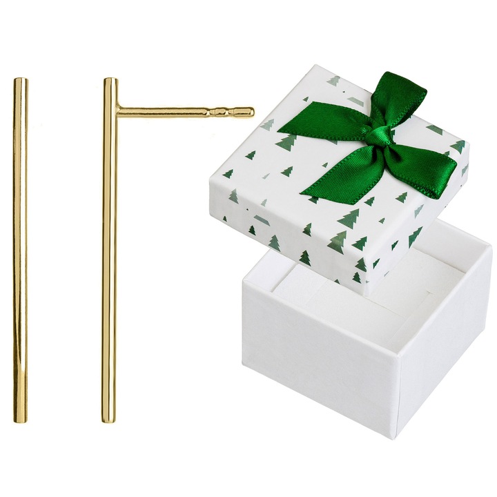 Set cercei minimalisti Siju, argint 925 placat cu aur, 20x1,5mm, fara piatra