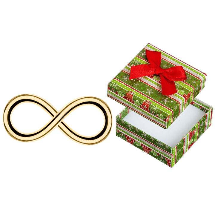 Pandantiv din argint 925 placat cu aur, semn al infinitului, set cu cutie de cadou, 15x7mm