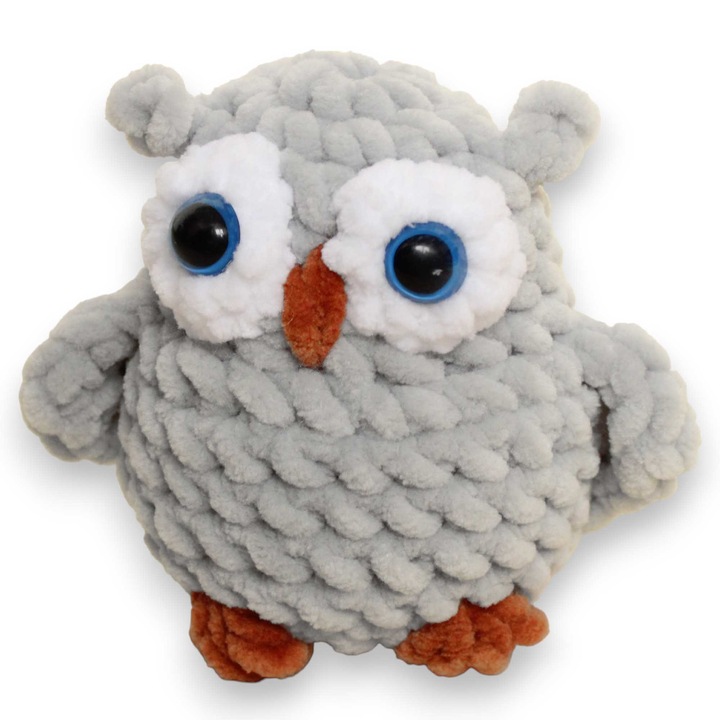 Jucarie Bufnita crosetata din fir de plus, Mirinka, realizata manual, 9 cm