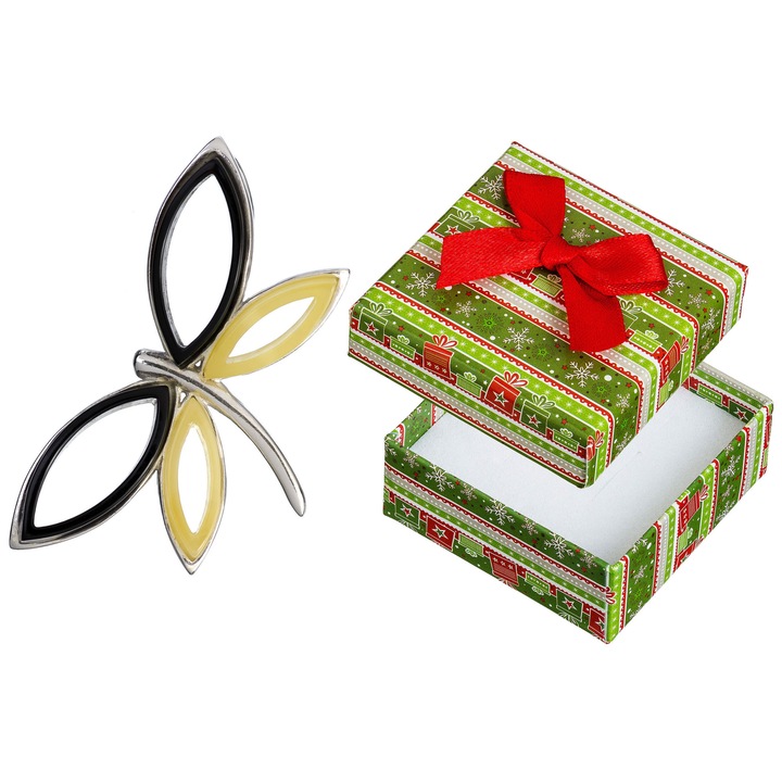 Pandantiv argintiu cu chihlimbar, Siju, 41x30mm, set cu cutie de cadou