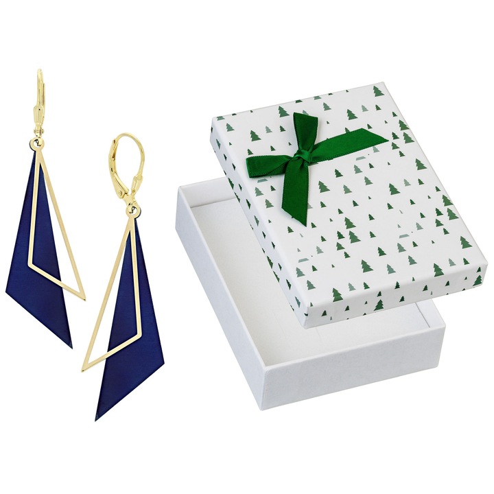 Cercei eleganti din argint si titan, Siju, set cu cutie cadou, 59x12mm, hipoalergenici