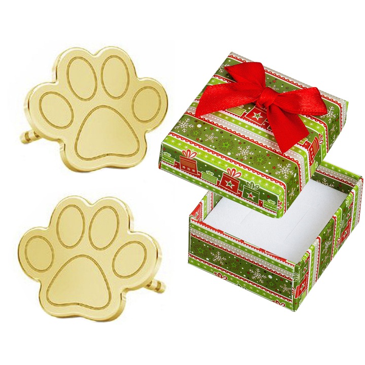 Cercei Siju, model labute de caine, argint 925, aurit, 7x9mm, set cu cutie cadou