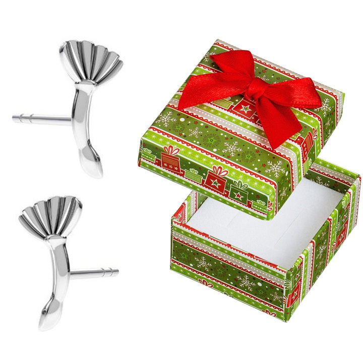 Cercei argintii Siju, forma de papadie, 10x5mm, set cu cutie cadou