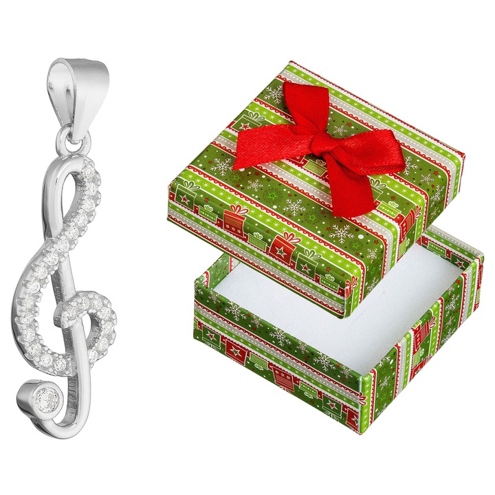 Pandantiv Siju cheia sol cu zirconii, argint 925 rodiat, 28x8mm, set cu cutie de cadou