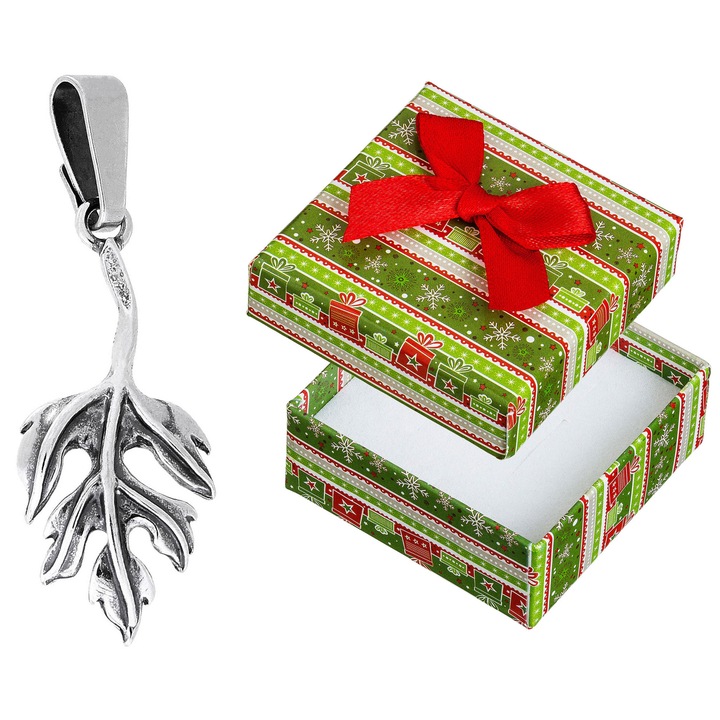 Pandantiv in forma de frunza, Siju, argint 925, 40x13mm, set cu cutie de cadou