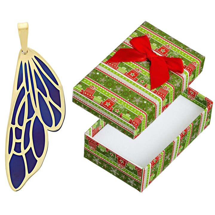 Pandantiv dama, Siju, argint, placat cu aur, cu titan, auriu/albastru