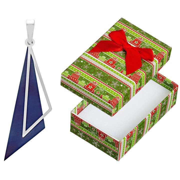 Pandantiv din argint si titan, Siju, forma triunghiulara, 51x13mm, in cutie cadou