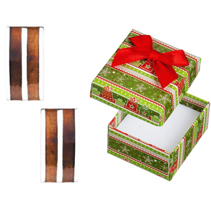 Cercei eleganti Siju, din argint 925 cu chihlimbar, in cutie cadou