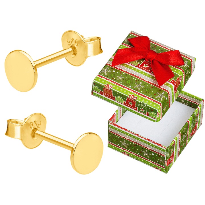 Cercei Siju, 4mm, argint placat cu aur, in cutie de cadou