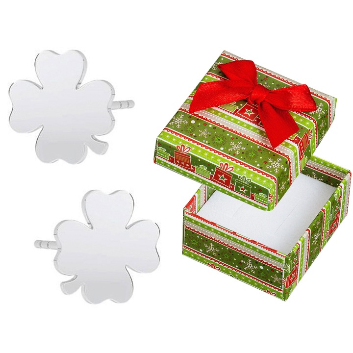 Cercei Siju argint 925, forma de trifoi, in cutie de cadou