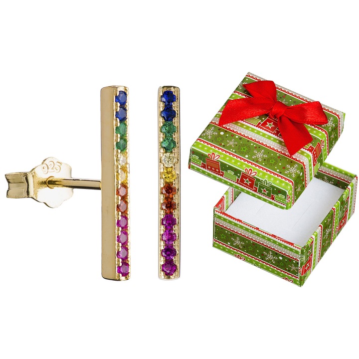 Cercei multicolori, Siju, 15x2mm, set cu cutie cadou