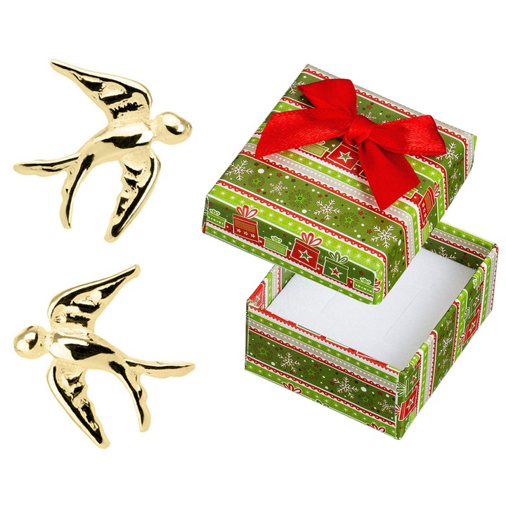 Cercei dama, Siju, argint 925, placati cu aur, 10x9,5mm, set cu cutie cadou