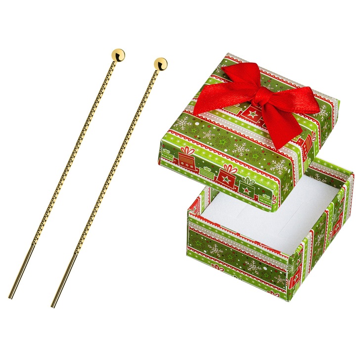 Cercei lungi din argint 925, placati cu aur, set cu cutie cadou, 3mm, Siju