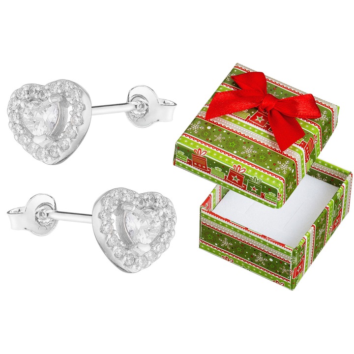 Cercei din argint 925, Siju, set cu cutie cadou, 7x8mm, hipoalergenici