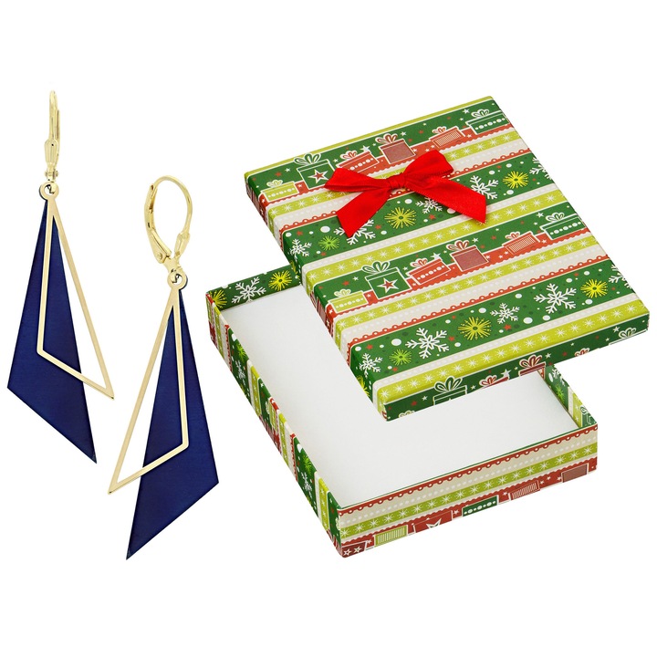 Cercei eleganti din argint, titan, Siju, model P5K1356, hipoalergenici, 59x12mm, set cu cutie de cadou