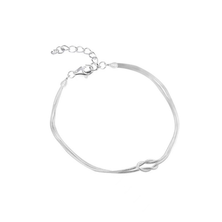 Bratara din argint 925 pentru femei, CK design simplu, reglabil 17-20cm, argintie