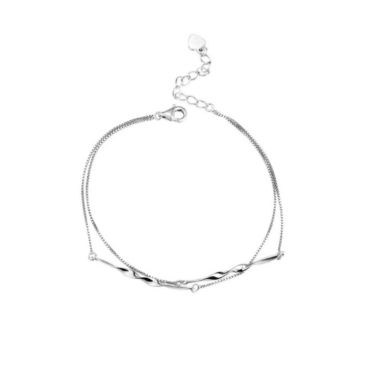 Bratara din argint S925, CK design minimalist, reglabila 15-19cm, argintie