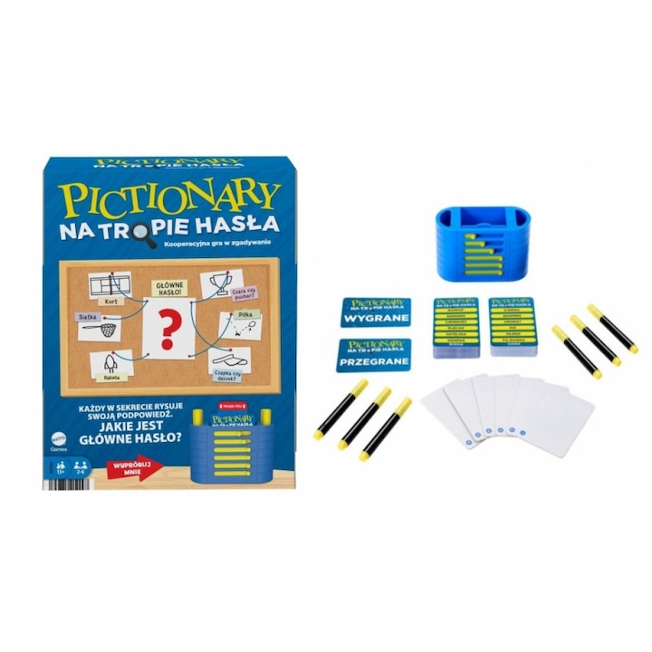 Pictionary: Na Tropie Hasla, társasjáték, 110 kártya, 6 rajztábla, többszínű