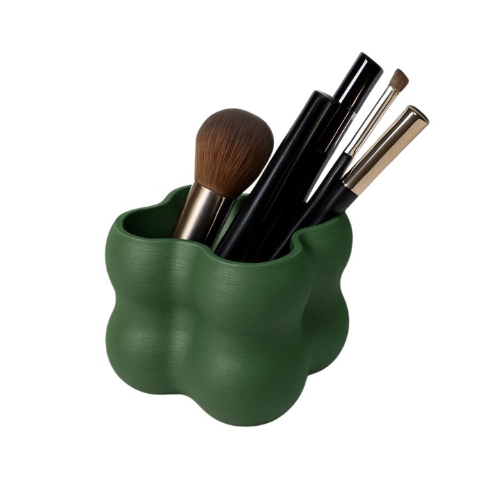 Organizator cosmetice, verde armata, design compact, compartimente practice